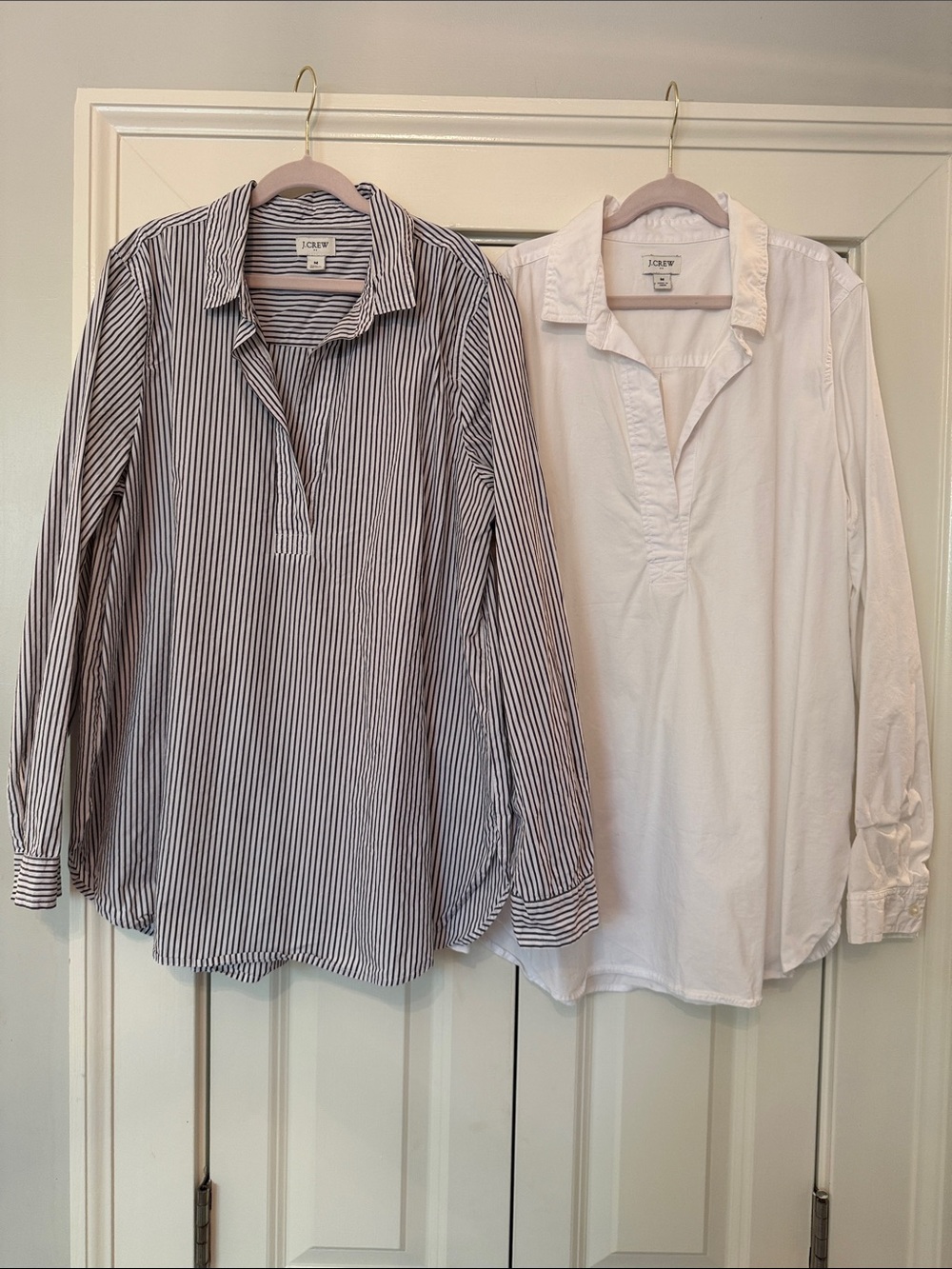 J. Crew Pair of Popover Tops Size M Black & White Striped and White